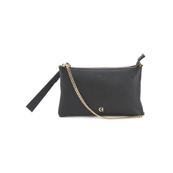 COLE HAAN Black Leather Essential Crossbody Pouch,All Products : American Fashion Style Bags On Sale